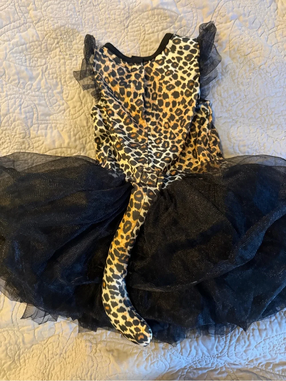 Leopard Print and Black Tulle Kids Costume Dress with Gold Bow-Kitty cat costume